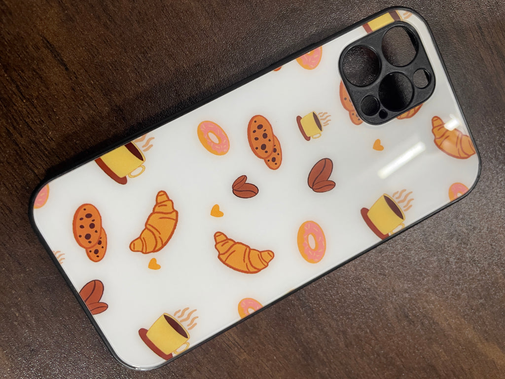 Café Vibes iPhone Glass Case | iPhone 6 to 16 Series | Printed Tempered Glass Cover