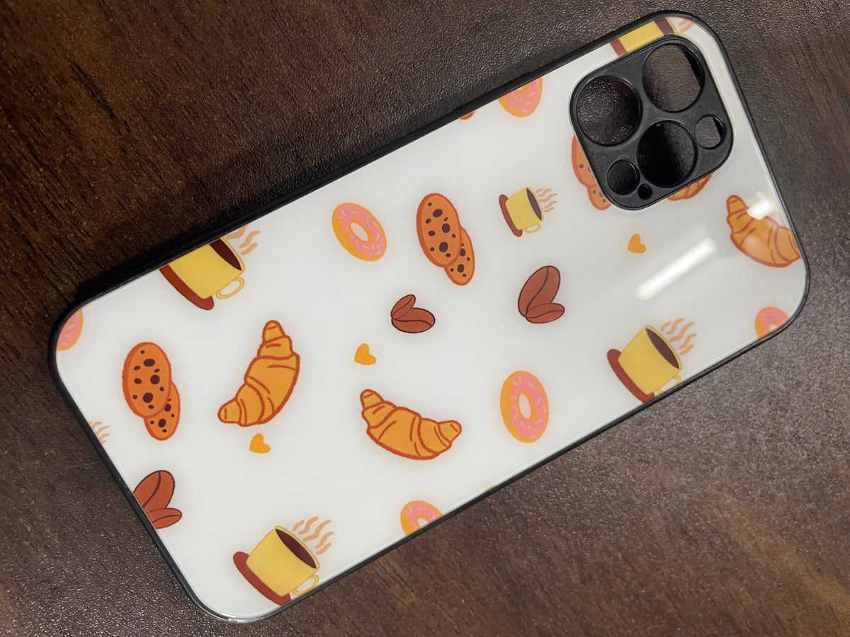 Café Vibes iPhone Glass Case | iPhone 6 to 16 Series | Printed Tempered Glass Cover