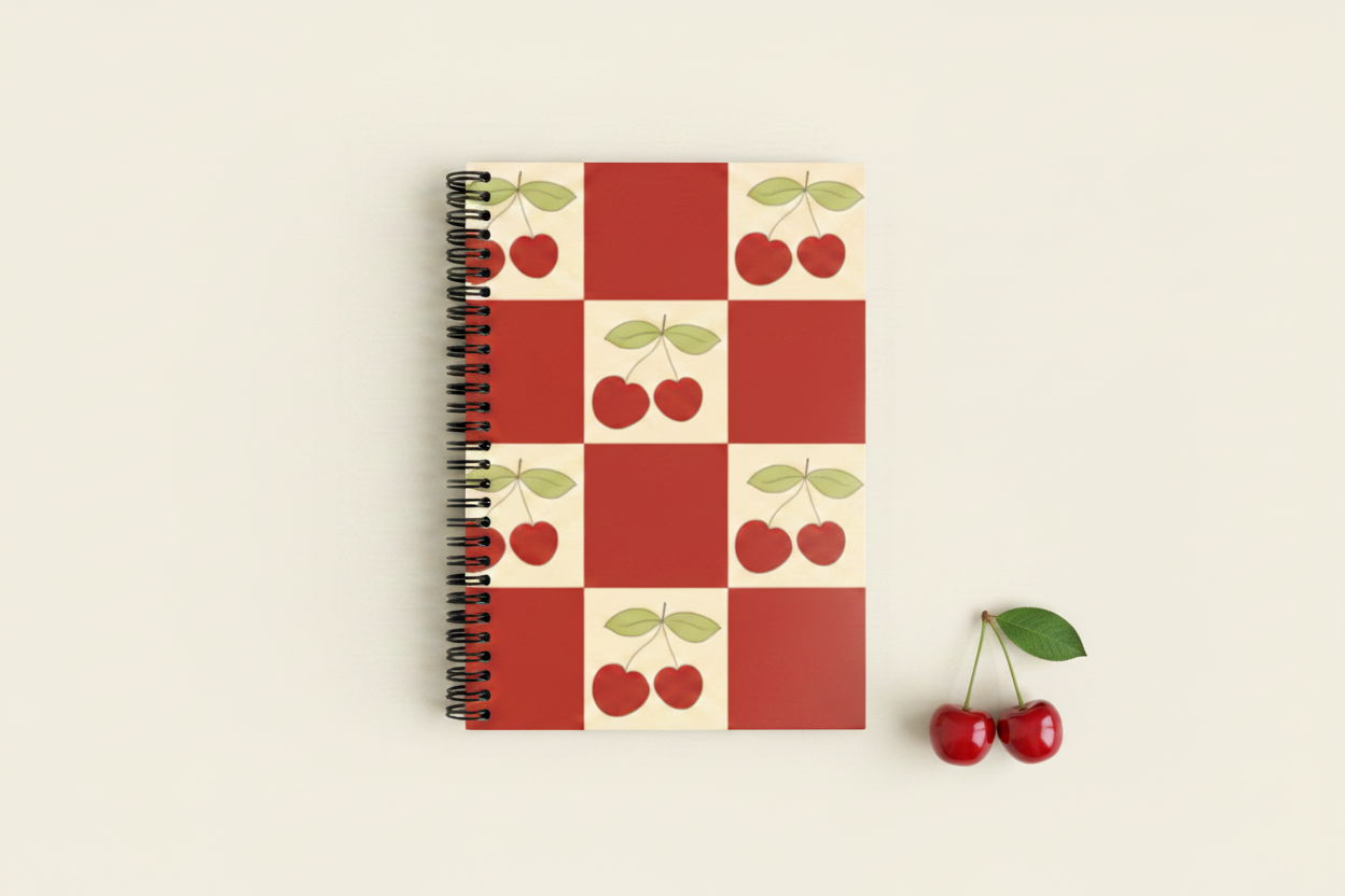 Cherry Checkerboard NotePad | A5 Size