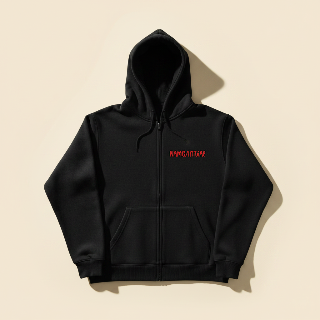 Custom Name Zip Hoodie – Personalized Black & White