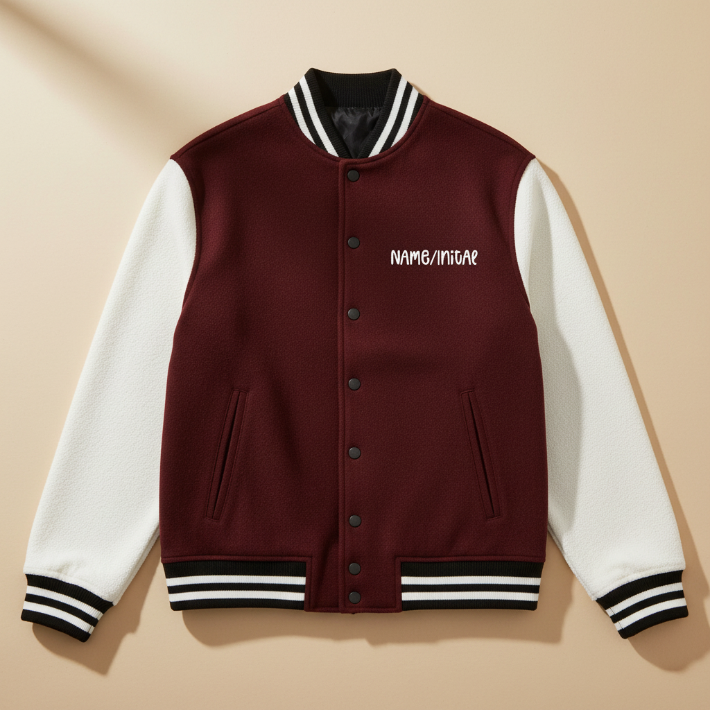 Custom Name Varsity Jacket – 300 GSM 100% Cotton, Unisex