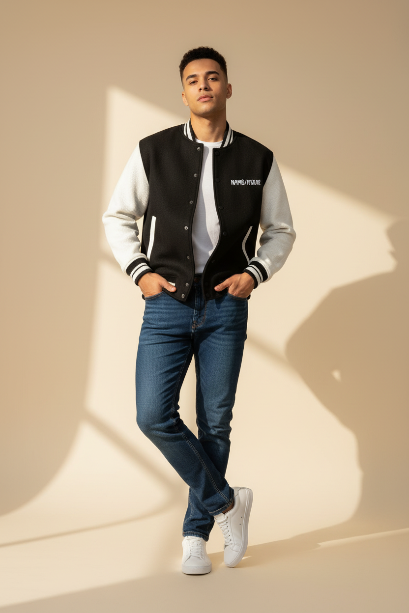Custom Name Varsity Jacket – 300 GSM 100% Cotton, Unisex