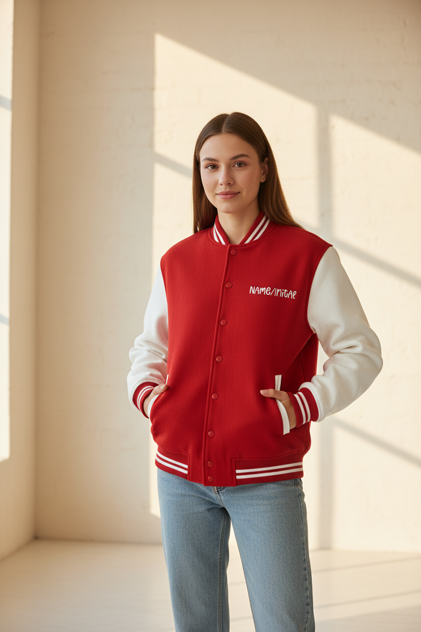 Custom Name Varsity Jacket – 300 GSM 100% Cotton, Unisex