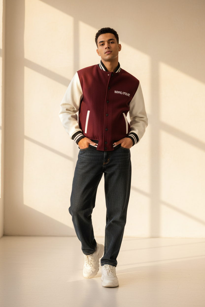 Custom Name Varsity Jacket – 300 GSM 100% Cotton, Unisex