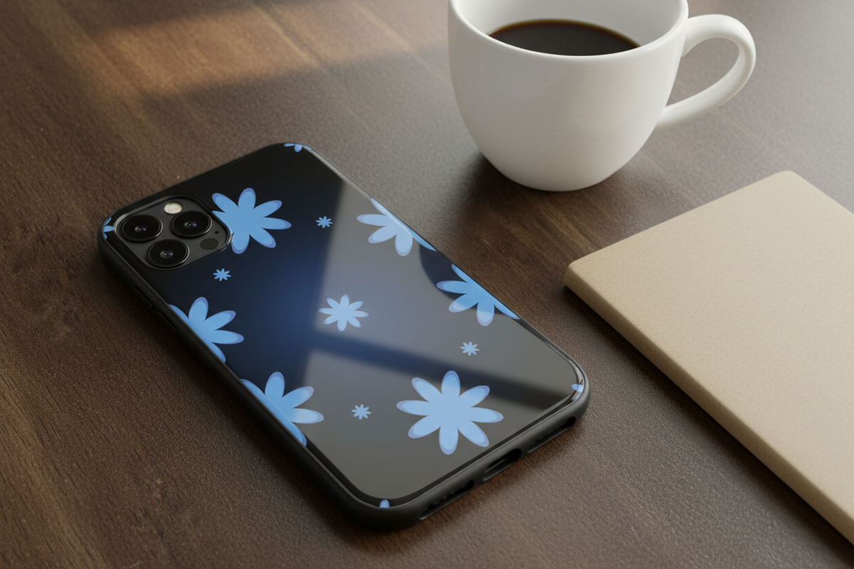 Blue floral case mockup