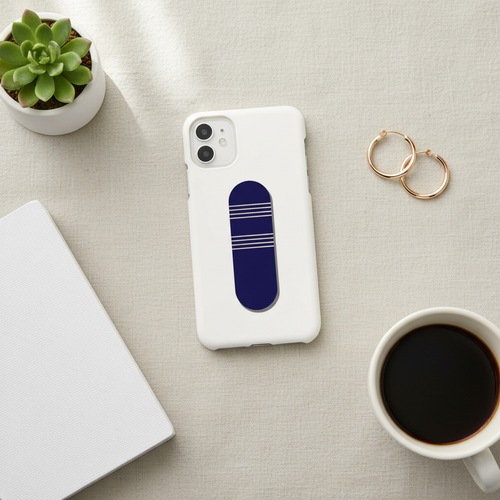 Phone grip lifestyle flat lay on cream linen