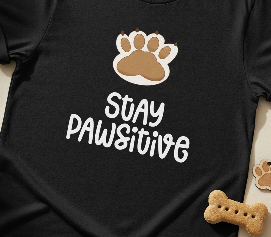 Stay PAWsitive Dog T-Shirt Mockup